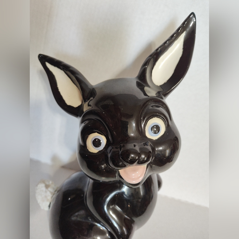 Vintage Redware Pottery‎ Anthropomorphic Black Rabbit Statue  15" Tall Easter - Picture 4 of 11